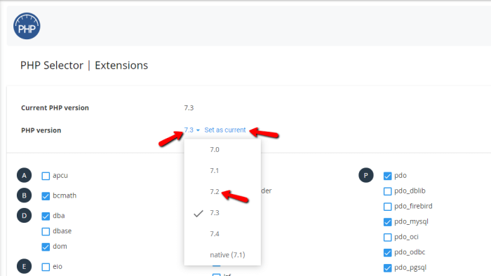 Cpanel PHP Selector ile PHP sürümü güncellemek